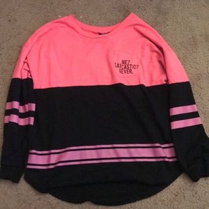Long sleeve pink and black shirt